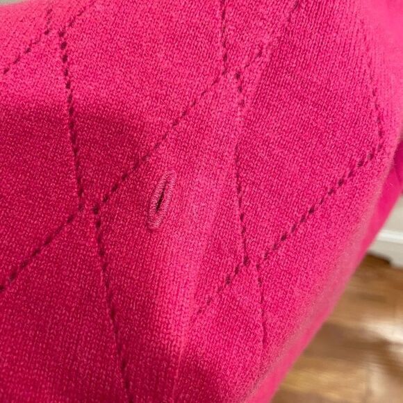 Precious Fibers Cardigan Women L Cashmere Pink Diamond Weave Long Sleeve - Picture 6 of 6